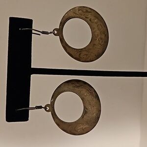 925 MEX Engraved Silver Pierced Earrings